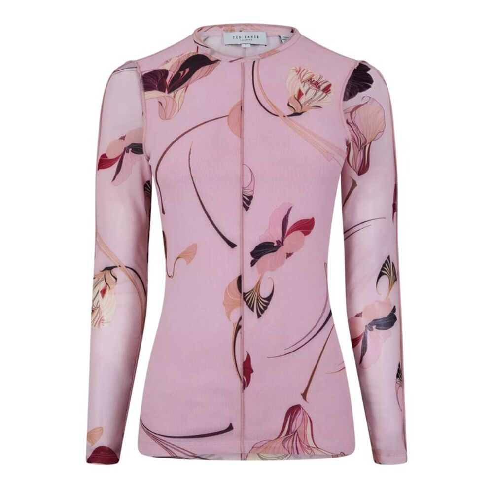Ted Baker Womens/Ladies Floral Mesh Long-Sleeved Top / Pink